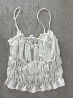 Reformation Lightweight White Ruched Stretchy Tank Top | Small